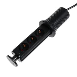 Розетка выдвижная Luazon Lighting, 16 А, трёхместная, в стол, провод 1.8 м, чёрная