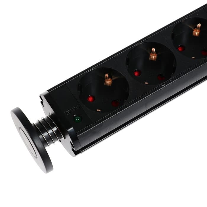 Розетка выдвижная Luazon Lighting, 16 А, трёхместная, в стол, провод 1.8 м, чёрная