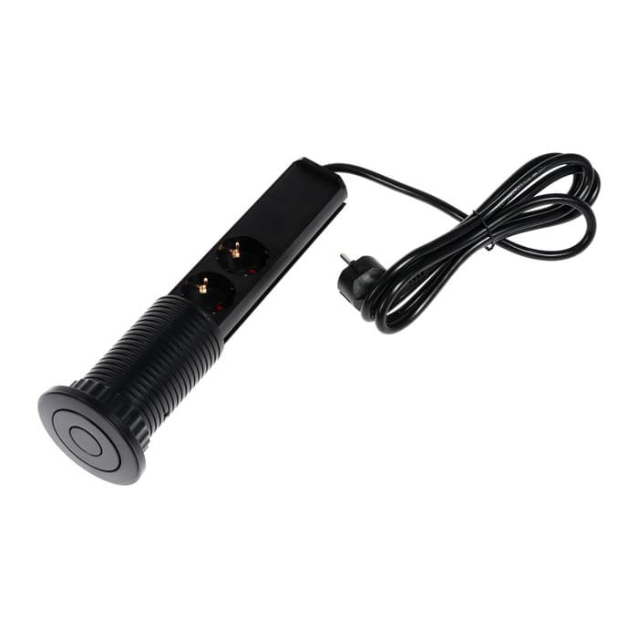 Розетка выдвижная Luazon, 16 А, трёхместная, в стол, 2xUSB, 2.1 A, чёрная