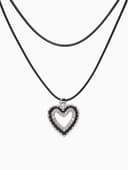 Чокер «Двойной», с нитью, сердечко, бело-чёрный в серебре, L=32 см