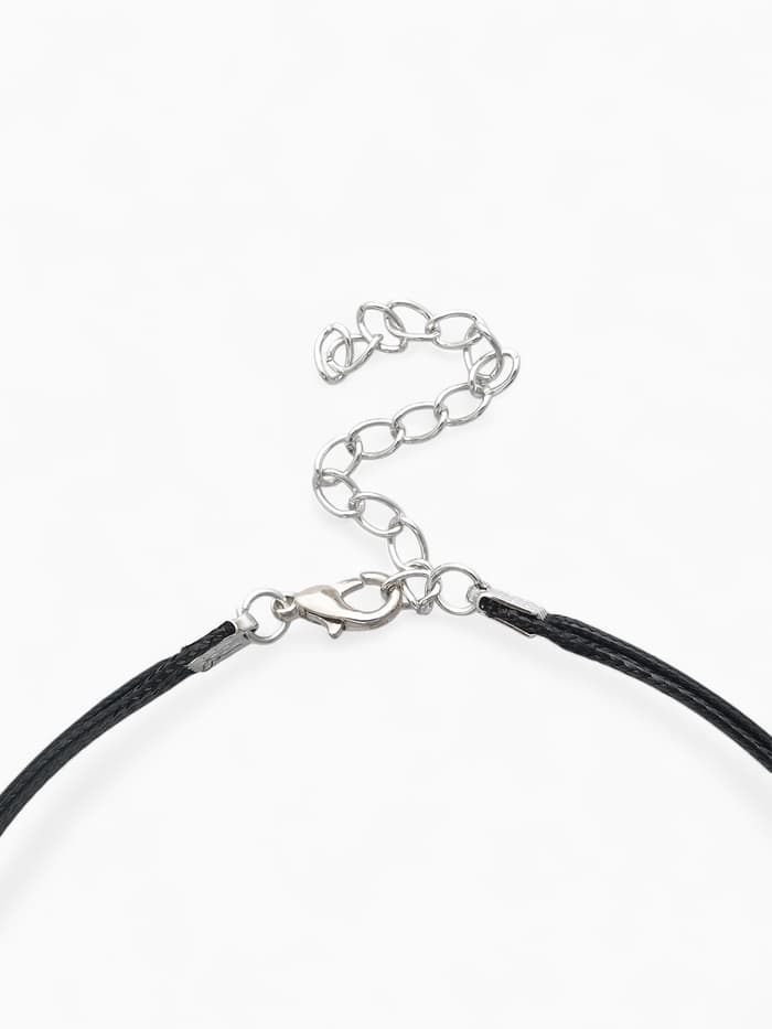 Чокер «Двойной», с нитью, сердечко, бело-чёрный в серебре, L=32 см