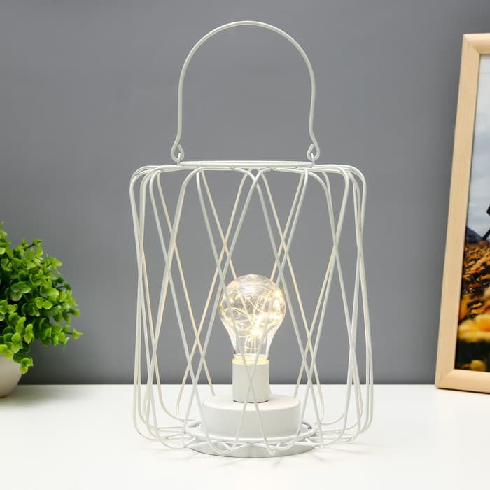 Ночник лофт 16451/1WT LED от батареек 3хАА белый 17×17×21 см RISALUX