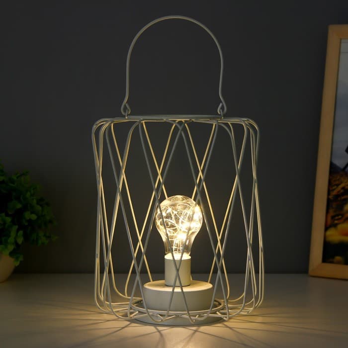 Ночник лофт 16451/1WT LED от батареек 3хАА белый 17×17×21 см RISALUX