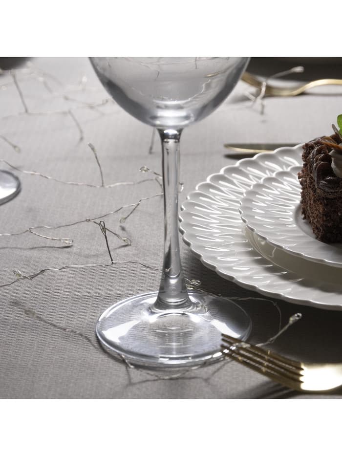 Гирлянда «Мишура» 2 м, роса, IP20, серебристая нить, 50 LED, от батареек CR2032×2, свечение белое