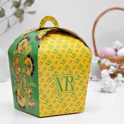 Коробка подарочная пасхальная «ХВ», зеленая хохлома, 17×17×26 см