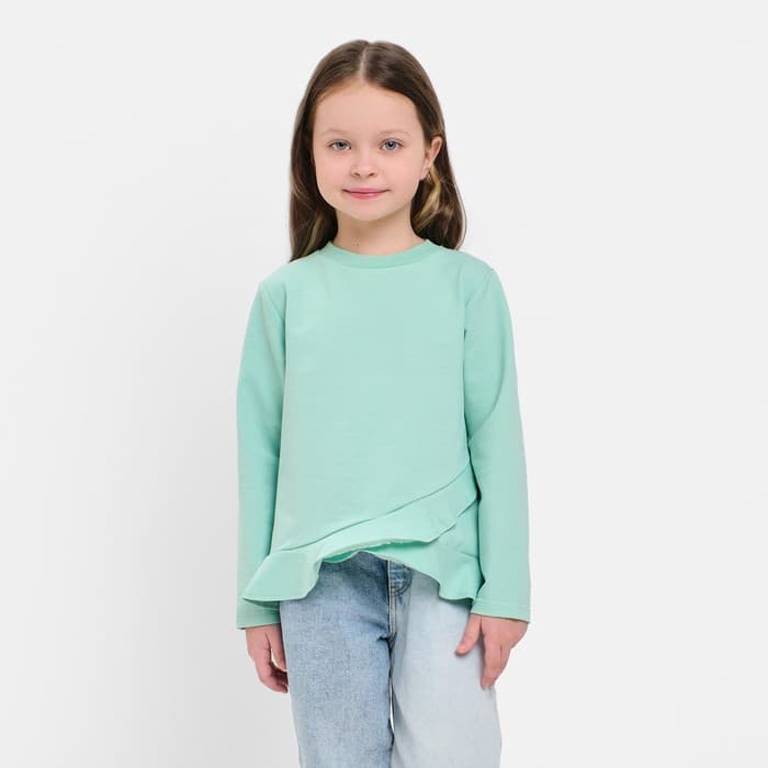 Свитшот для девочки с воланом KAFTAN «Basic line» размер 30 (98-104), цвет мята