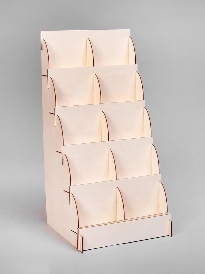 Подставка для книг 10 ячеек А5, 33×33×63 см, толщина 3 мм, цвет бежевый