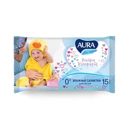 Влажные салфетки Aura Ultra Comfort, детские, 15 шт.