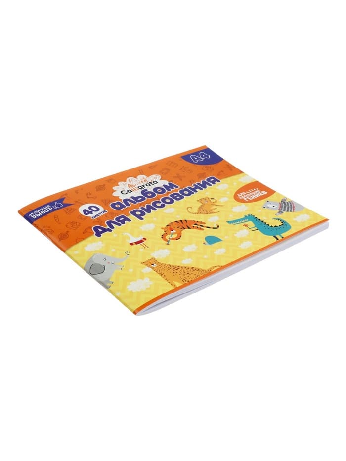 Альбом для рисования Calligrata А4, 40 листов, на скрепке, плотность листов 100 г/м², обложка из мелованного картона, МИКС