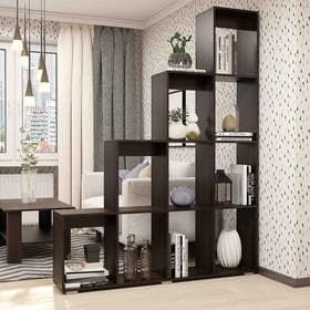 Стеллаж-перегородка для зонирования «Кантри», с полками, 1600×296×2036 мм, цвет венге