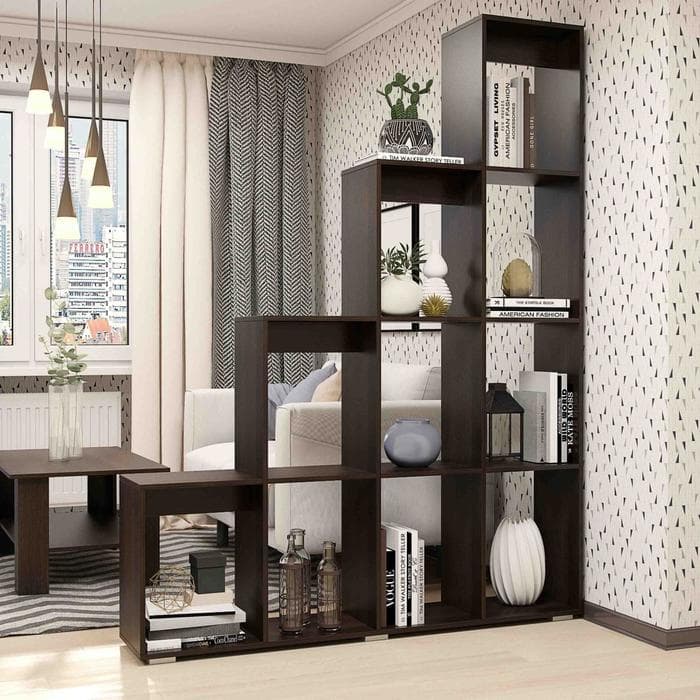 Стеллаж-перегородка для зонирования «Кантри», с полками, 1600×296×2036 мм, цвет венге