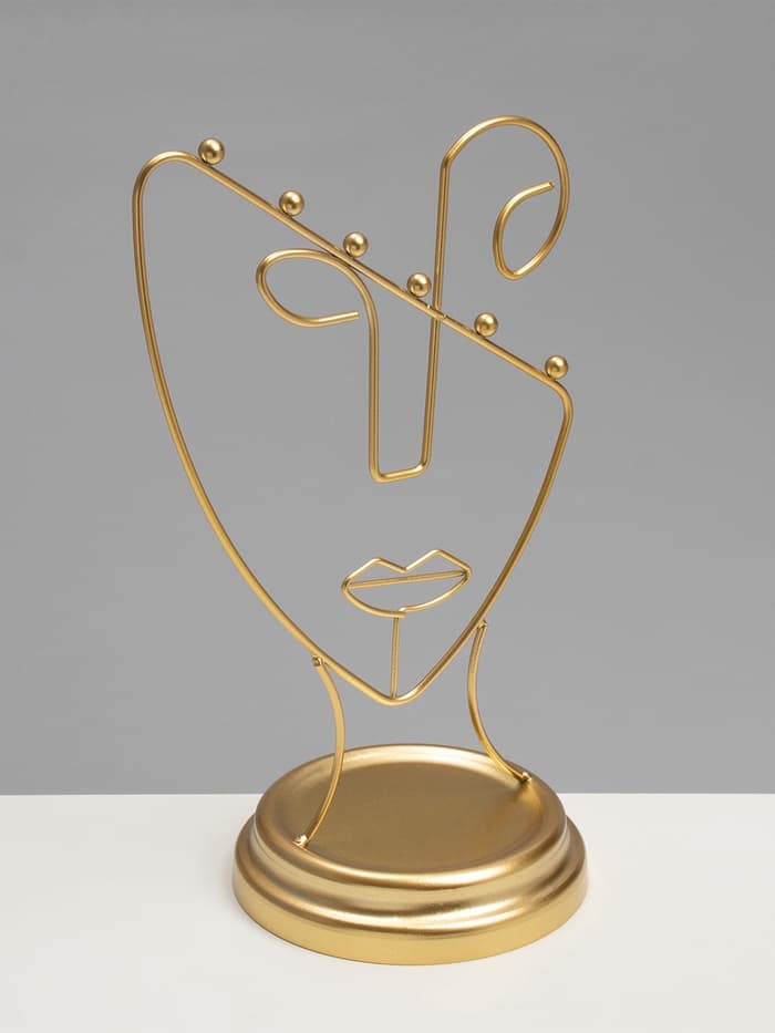 Подставка для украшений «Пол-лица», металл под золото, h=26, d=13