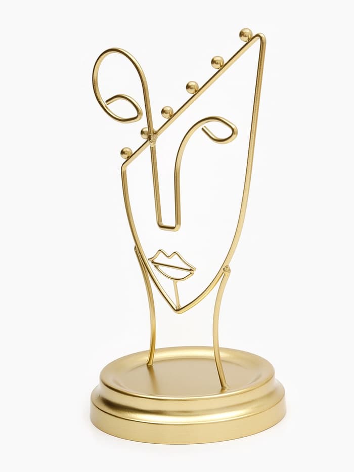 Подставка для украшений «Пол-лица», металл под золото, h=26, d=13