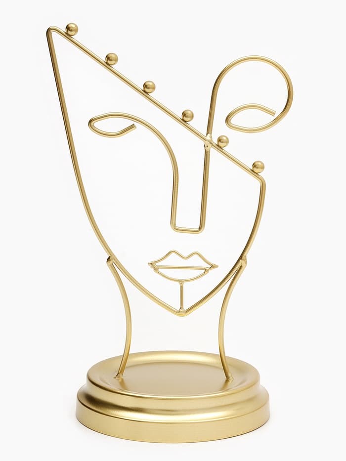 Подставка для украшений «Пол-лица», металл под золото, h=26, d=13