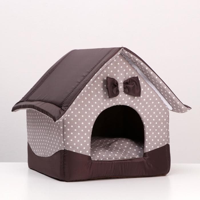 Домик для животных «Звёздочки», 34×32×37 см, коричневый