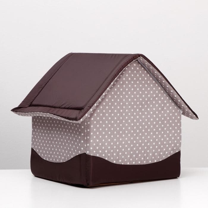 Домик для животных «Звёздочки», 34×32×37 см, коричневый