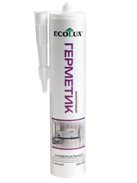 Герметик ECOLUX, акриловый, универсальный, белый, 290 мл
