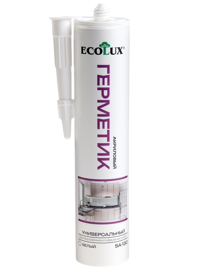 Герметик ECOLUX, акриловый, универсальный, белый, 290 мл