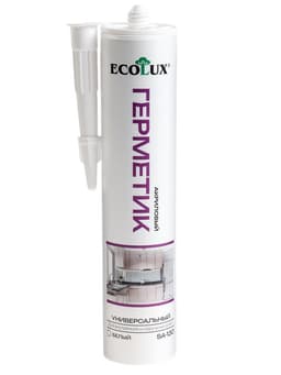 Герметик ECOLUX, акриловый, универсальный, белый, 290 мл