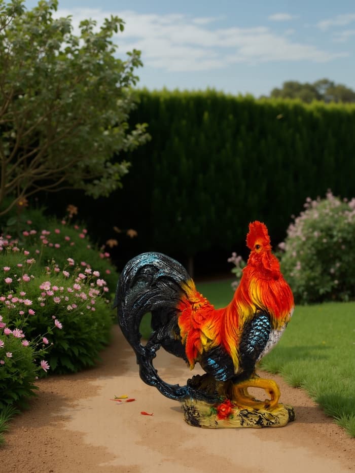 Садовая фигура из полистоуна «Петух андалузский», 42×20×38 см