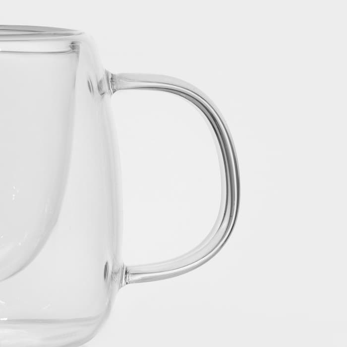 Кружка с двойными стенками Magistro «Дуо», 80 мл, 9×7×6.3 см, стекло, прозрачная