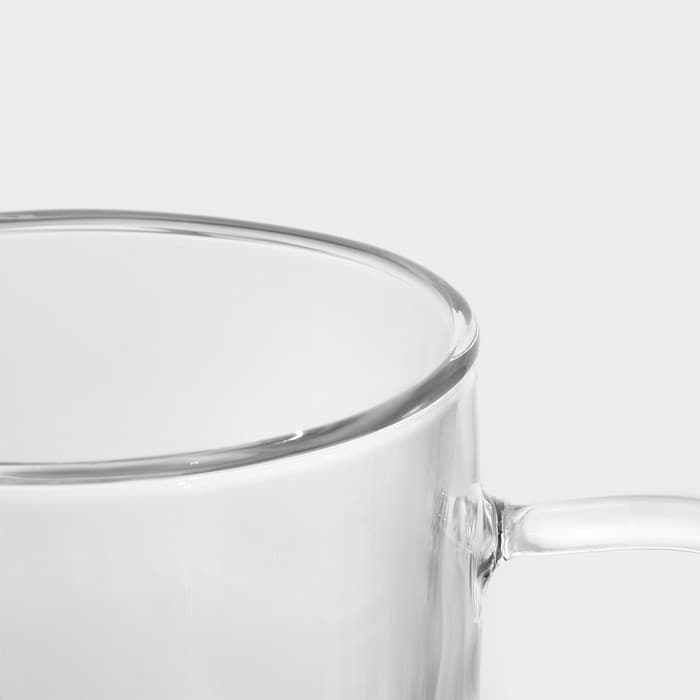 Кружка с двойными стенками Magistro «Дуо», 500 мл, 14.5×9×15.5 см, стекло, прозрачная