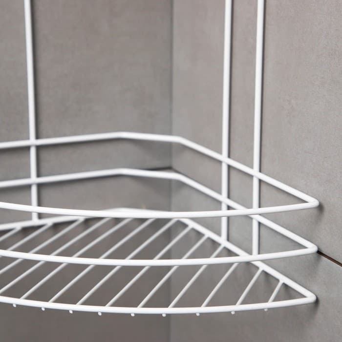 Полка для ванной угловая 3-ярусная, 23×23×58.5 см, белая