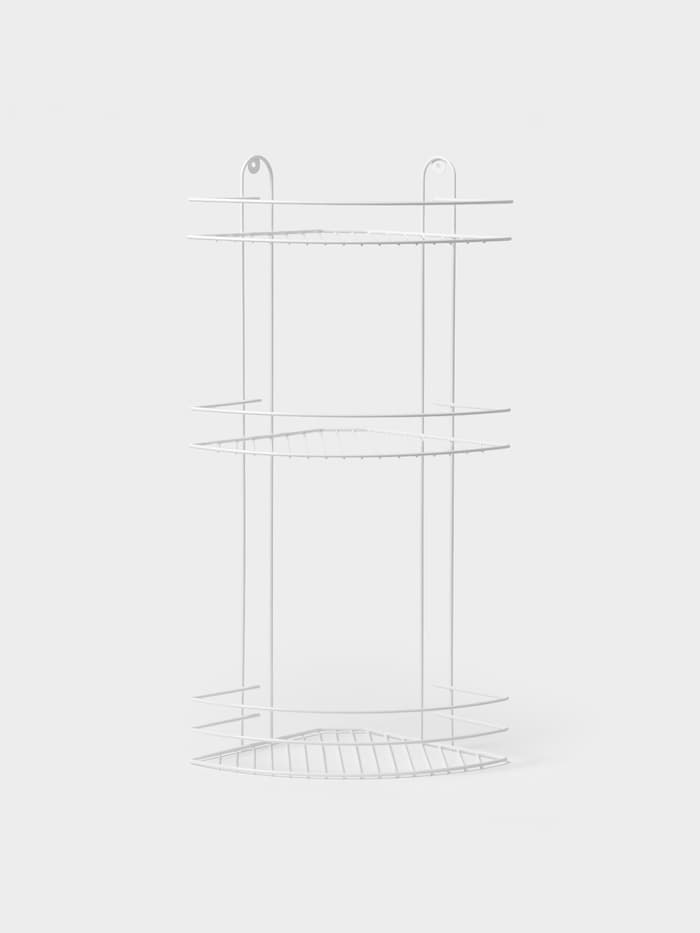 Полка для ванной угловая 3-ярусная, 23×23×58.5 см, белая