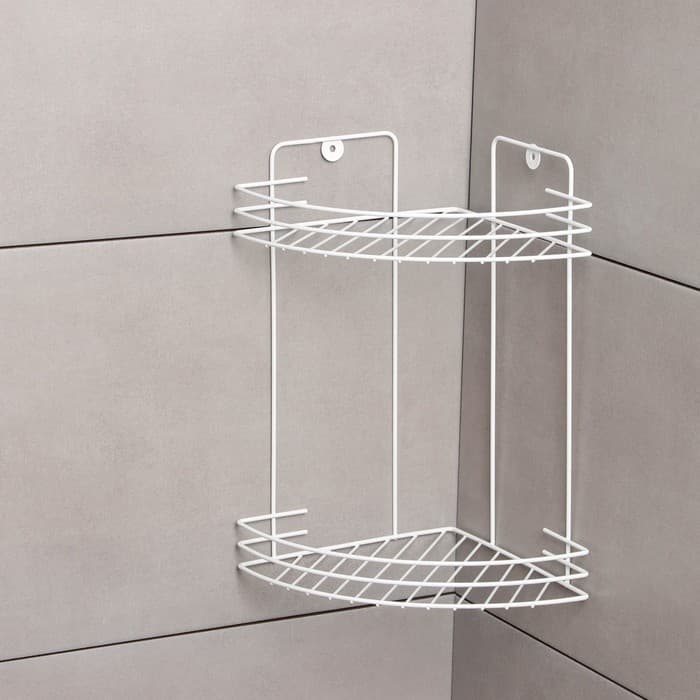 Полка для ванной угловая 2-х ярусная, 19×30 см, белая