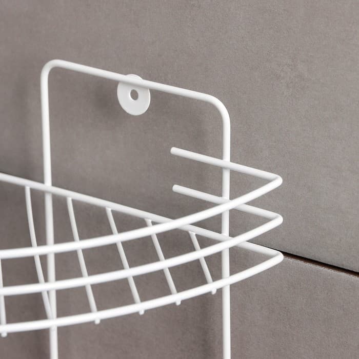 Полка для ванной угловая 2-х ярусная, 19×30 см, белая