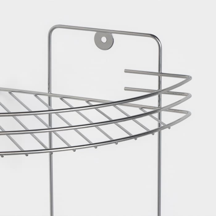 Полка для ванной угловая 2-х ярусная, 19×30 см, хром