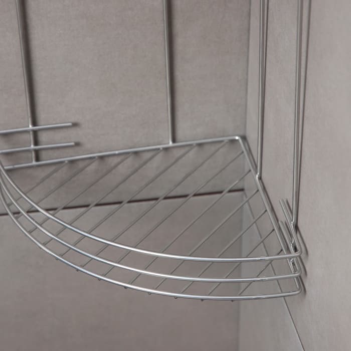 Полка для ванной угловая 2-х ярусная, 19×30 см, хром