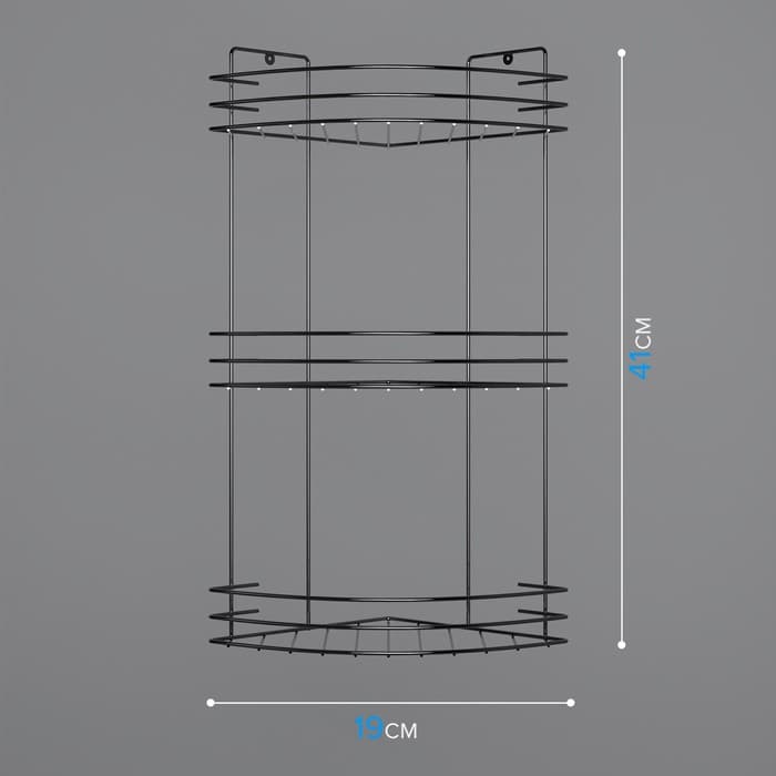 Полка для ванной угловая 3-ярусная, 19×19×45 см, хром