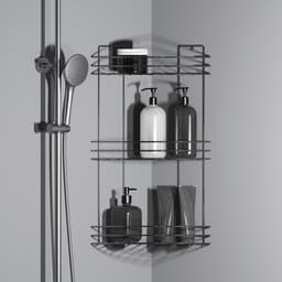 Полка для ванной угловая 3-ярусная, 19×19×45 см, хром