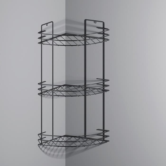 Полка для ванной угловая 3-ярусная, 19×19×45 см, хром