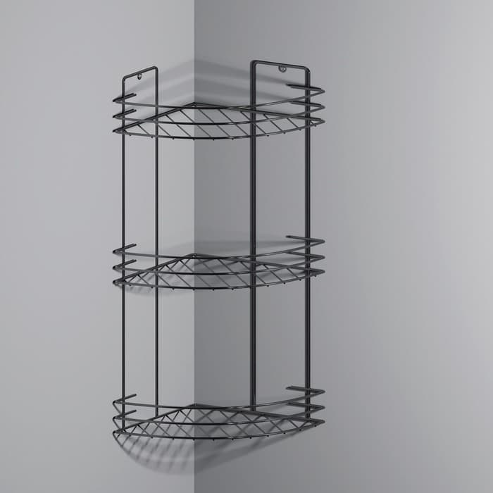 Полка для ванной угловая 3-ярусная, 19×19×45 см, хром
