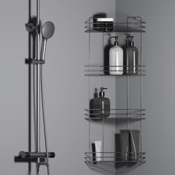 Полка для ванной угловая 4-х ярусная, 20.5×20.5×72 см, хром