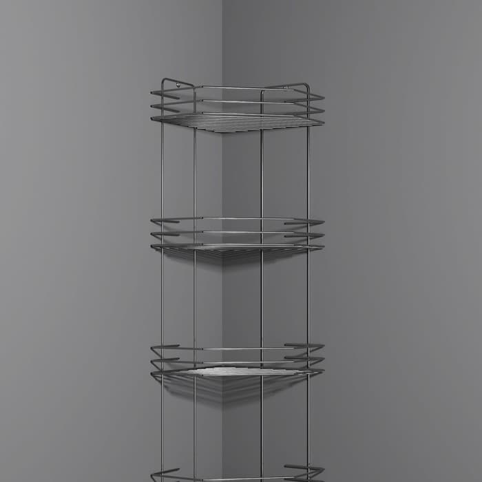 Полка для ванной угловая 4-х ярусная, 20.5×20.5×72 см, хром
