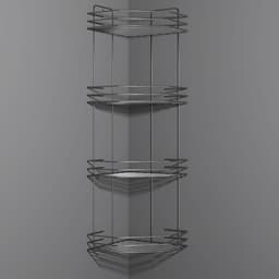 Полка для ванной угловая 4-х ярусная, 20.5×20.5×72 см, хром