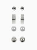 Серьги пусеты QF «Романтика», 4 пары, кольца, белые в серебре