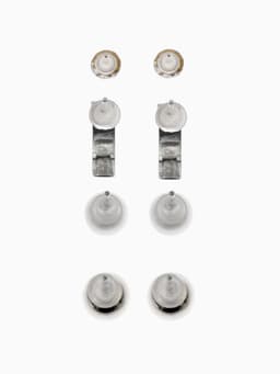 Серьги пусеты QF «Романтика», 4 пары, кольца, белые в серебре