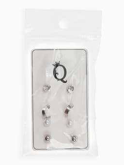 Серьги пусеты QF «Романтика», 4 пары, кольца, белые в серебре