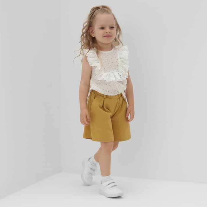 Шорты-бермуды для девочки MINAKU: Cotton collection, горчичные, рост 110 см