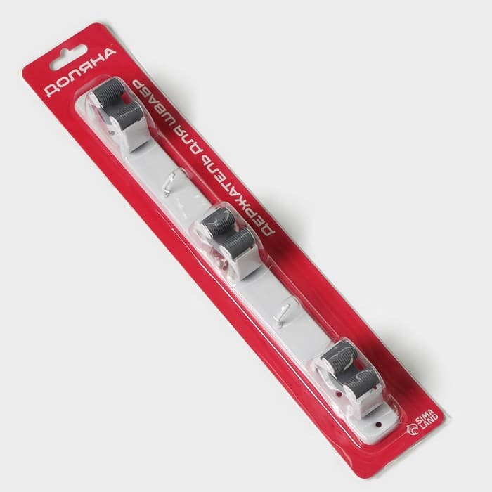 Держатель для швабр Доляна, 35×5×3 см, 3 отделения, крепление саморезы в комплекте