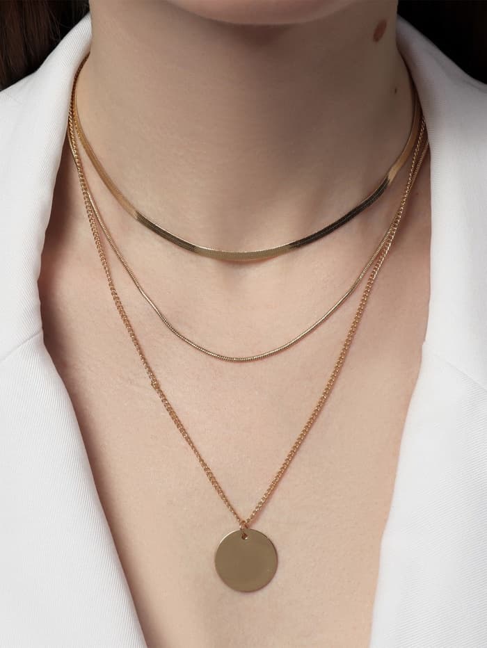 Кулон на цепочке «Цепь», классический диск, цвет золото, 50 см