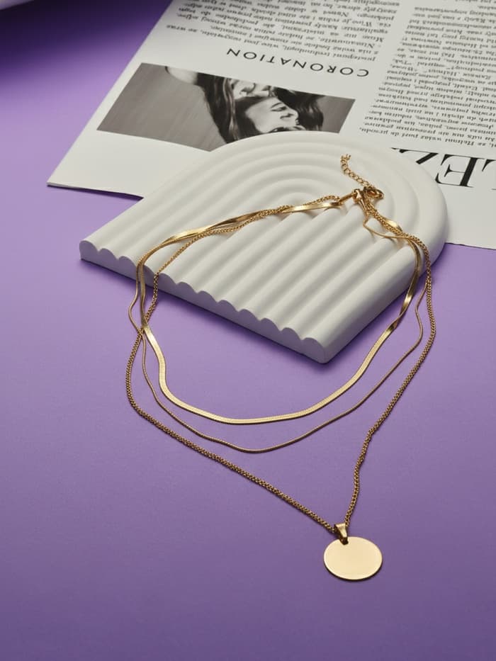 Кулон на цепочке «Цепь», классический диск, цвет золото, 50 см