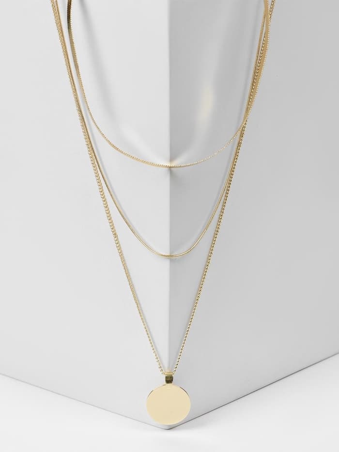 Кулон на цепочке «Цепь», классический диск, цвет золото, 50 см
