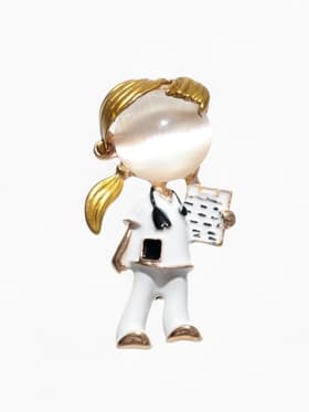 Брошь «Доктор», девочка, цветная в золоте