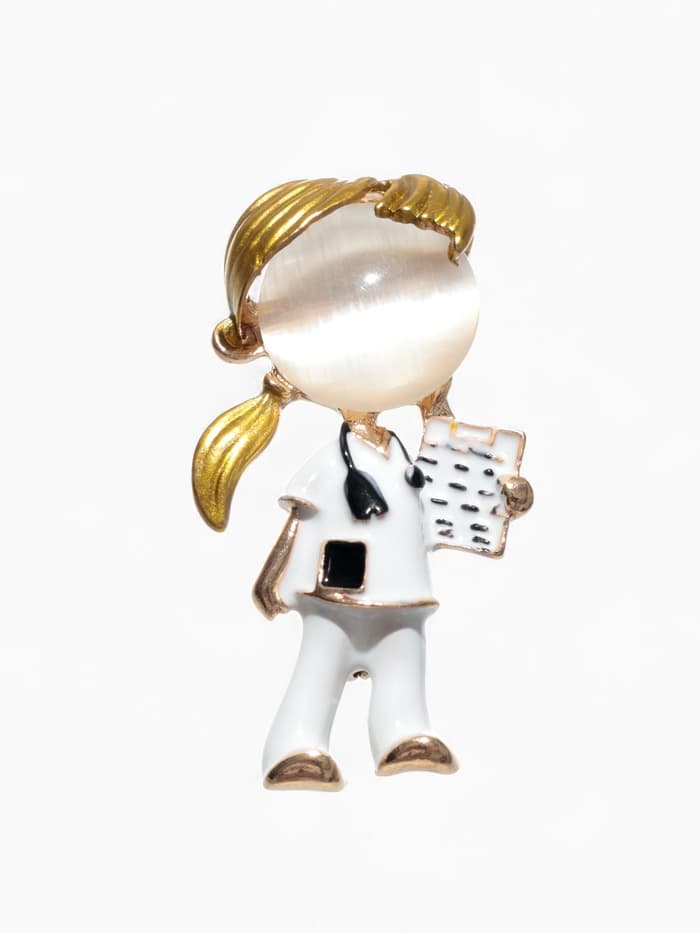 Брошь «Доктор», девочка, цветная в золоте