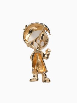 Брошь «Доктор», мальчик, чёрно-белая в золоте